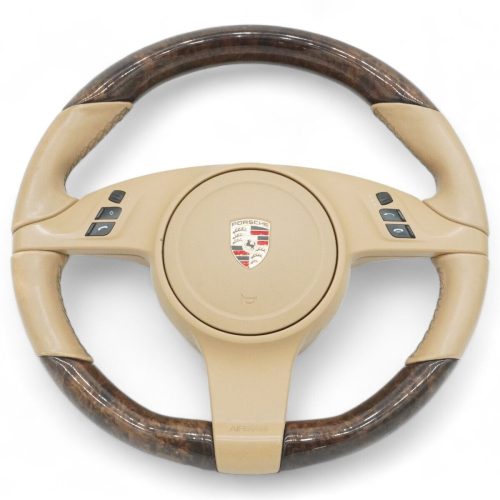 2011 – 2014 Porsche Cayenne 92A Steering Wheel Leather Wood Heated Oem